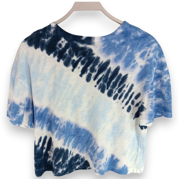 SO Tie Dye T-Shirt- Women's Crop- MEDIUM- Blue- White- Cool Casual - Picture 2 of 6
